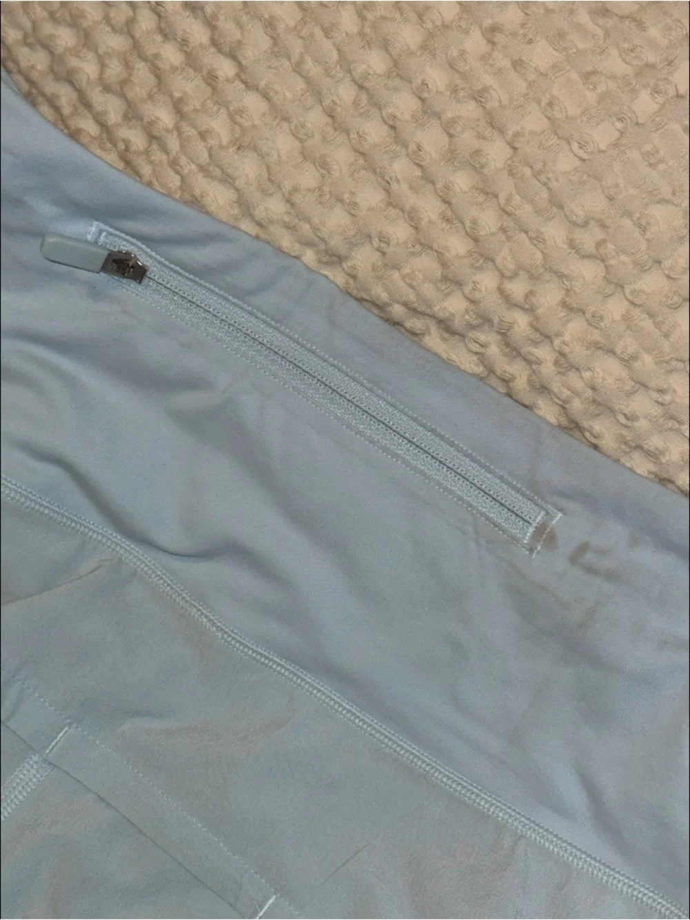 Lululemon Speed Up High-Rise Lined Short 4” in Powder Blue, size 6 - stained